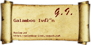 Galambos Iván névjegykártya